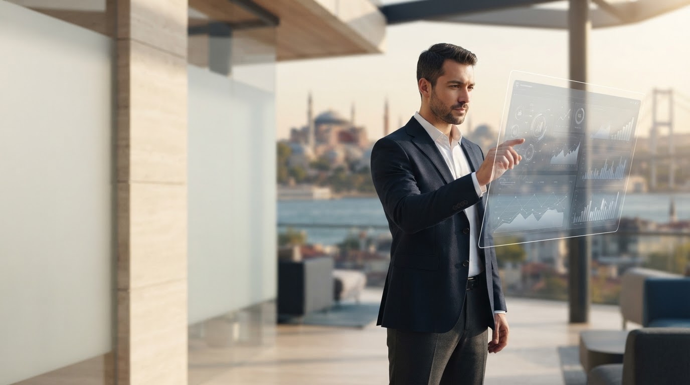FindexAI yapay zeka destekli veri analizi ve risk yönetimi arayüzünü temsil eden görsel